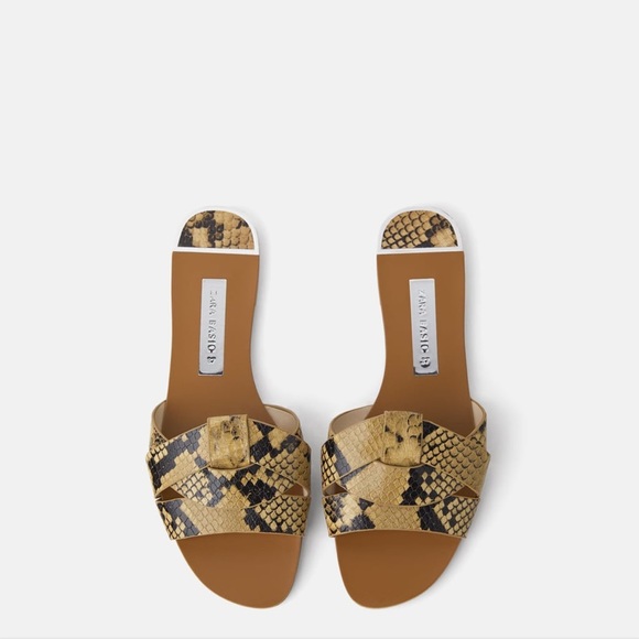 Zara Shoes - Zara Animal print Leather Flat Sandals size 6 NWT